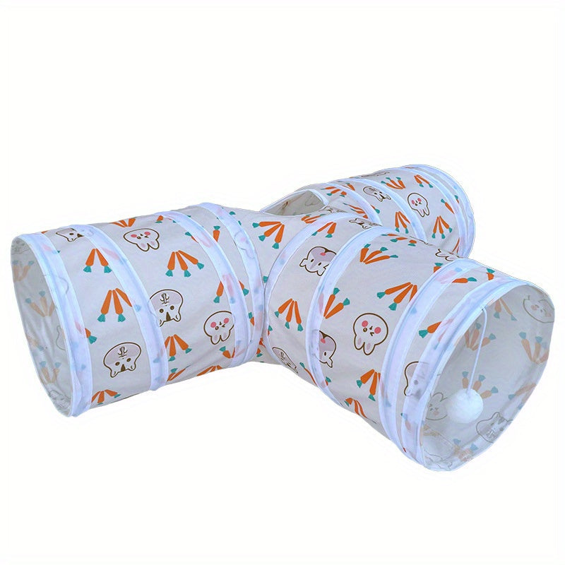 Túnel u002FY-shaped conejito en forma de T, tubo de mascota pequeño, escondite de conejo plegable de tres canales, suministros para mascotas, juguete de túnel de animales pequeños, suministros de conejo