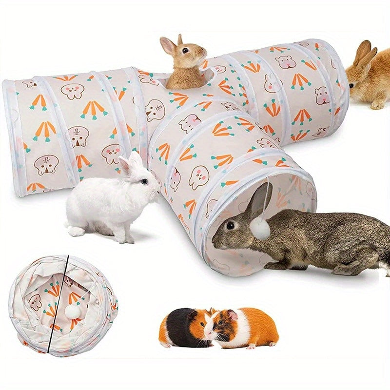 T-shaped\u002FY-shaped Bunny Tunnel, Small Pet Tube, Three Channel Foldable Rabbit Hideout, Pet Supplies, Small Animal Tunnel Toy, Rabbit Supplies