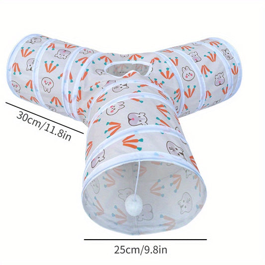 T-shaped\u002FY-shaped Bunny Tunnel, Small Pet Tube, Three Channel Foldable Rabbit Hideout, Pet Supplies, Small Animal Tunnel Toy, Rabbit Supplies