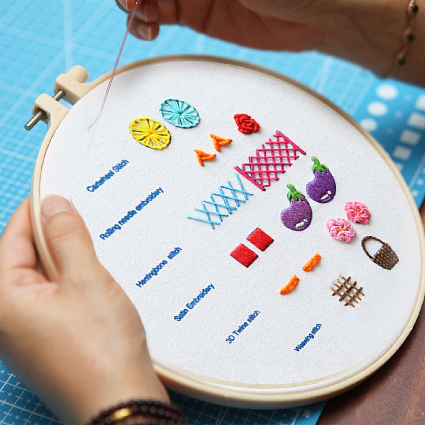 1set DIY Starter Embroidery Set, With Pattern, Embroidery Hoop, Color Threads, Needles And Other Accessories, Handmade Self Embroidery Materials & Tools, Suitable For Adults Beginners, Art Craft Gift, Embroidery Decoration