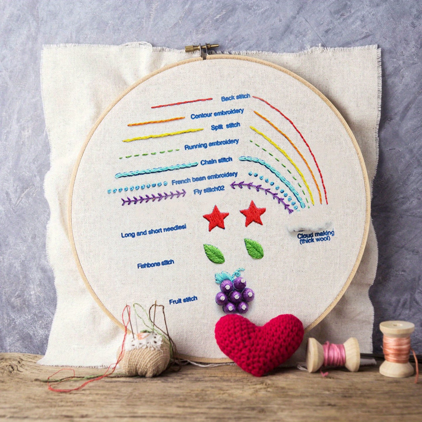 1set DIY Starter Embroidery Set, With Pattern, Embroidery Hoop, Color Threads, Needles And Other Accessories, Handmade Self Embroidery Materials & Tools, Suitable For Adults Beginners, Art Craft Gift, Embroidery Decoration