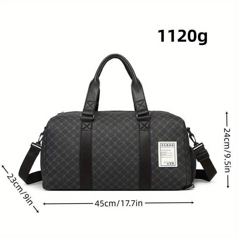 1pc PU Men's Fitness Sports Bag, Large Capacity Business Trip Portable Travel Bag, Luggage Dry And Wet Separation Bag