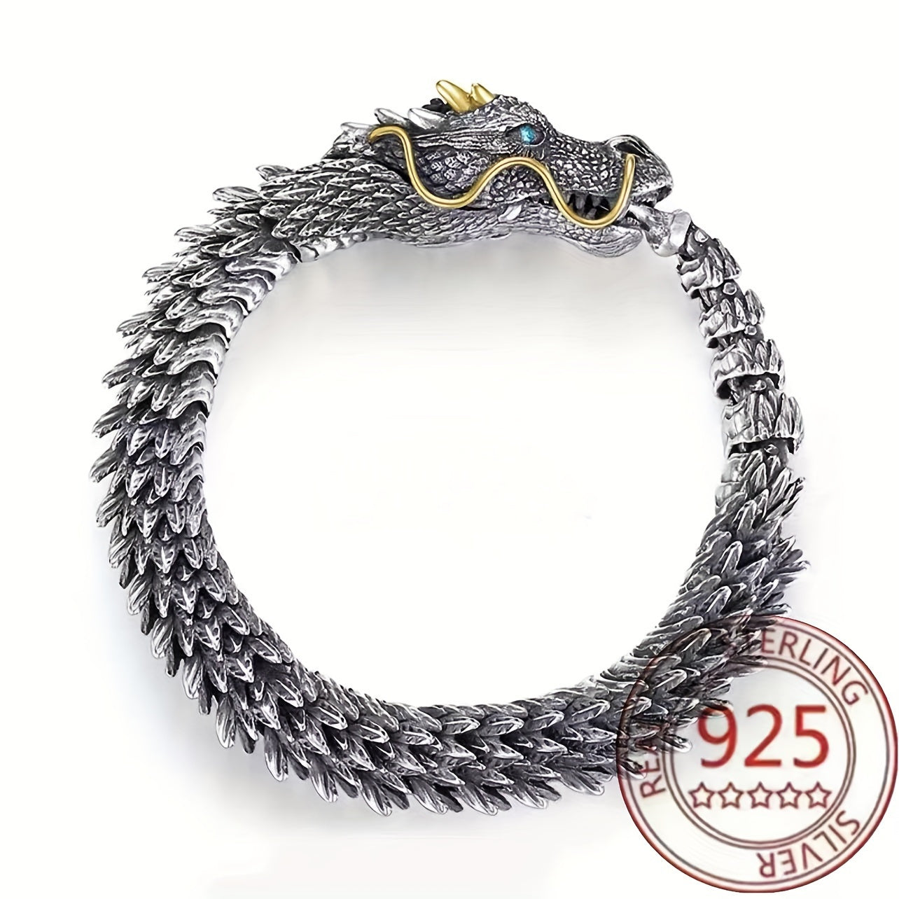 1pc Thai Silver S925 Silver Hand Jewelry, Cool Hip Hop Domineering Trendy Lucky Bracelet For Men