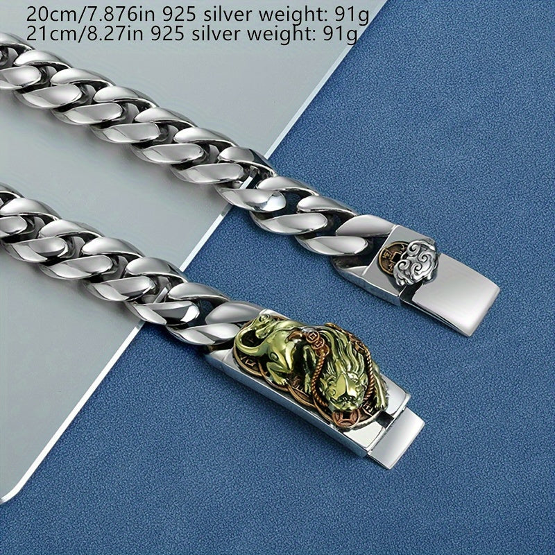 1pc S925 Argent Tissé Rétro Cool Bracelet