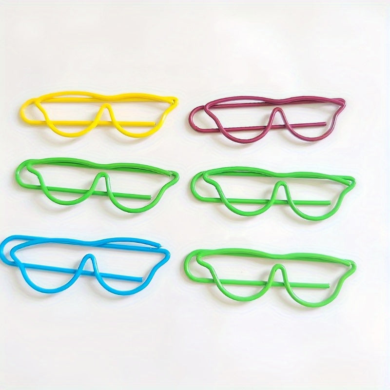 50pcs Mixed Color Glasses Shaped Paper Clips Cute Shape Bookmark Clips Metal Paper Files Holder Creative Office School Supply