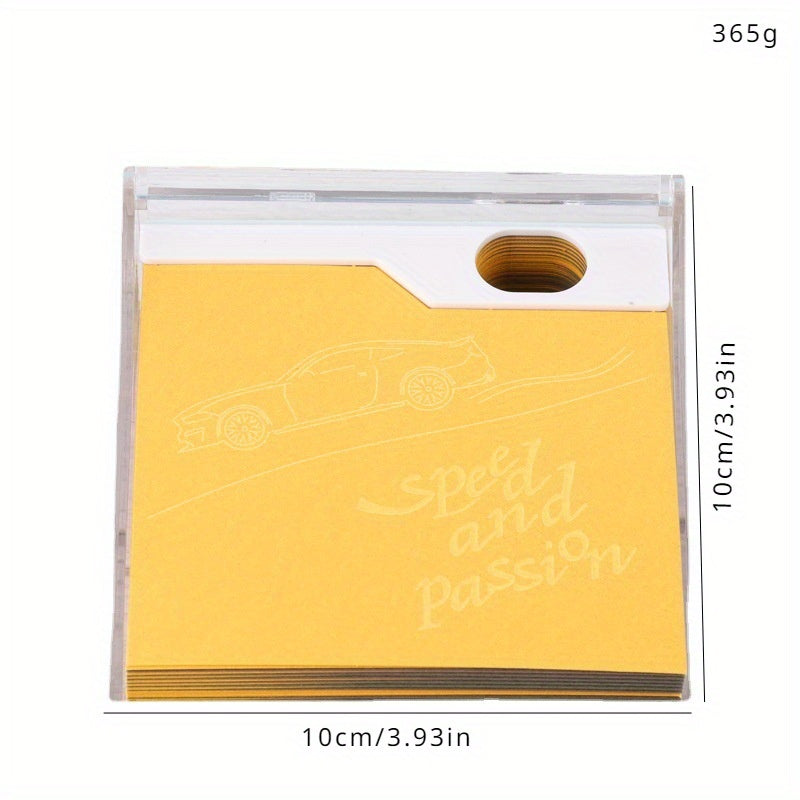 1pc 120 3D 3D Diy Sticky Notes - Small paper world, creative car shape sticky Notes Gift, suitable for: school supplies, office, stationery, gifts, aesthetic room decoration