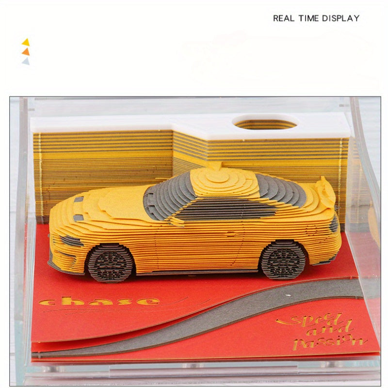 1pc 120 3D 3D Diy Sticky Notes - Small paper world, creative car shape sticky Notes Gift, suitable for: school supplies, office, stationery, gifts, aesthetic room decoration