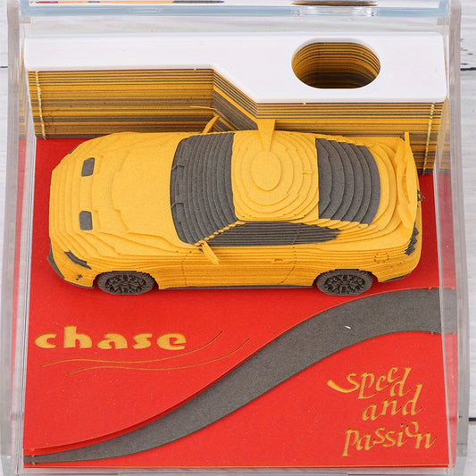 1pc 120 3D 3D Bricolage Sticky Notes-Petit monde de papier, forme de voiture créative Sticky Notes cadeau, adapté pour: fournitures scolaires, bureau, papeterie, cadeaux, décoration de salle esthétique