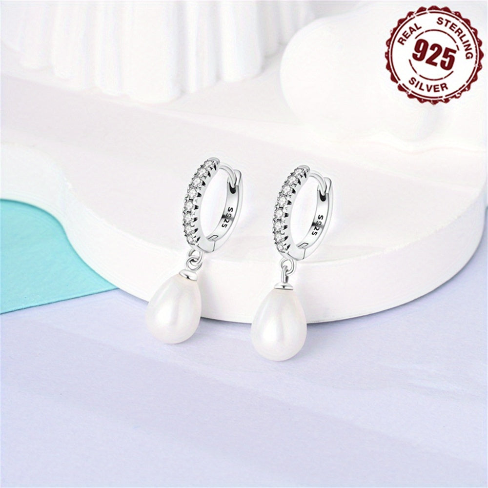 925 Sterling Silver Hoop Earrings Paved Shining Stone Symbol Of Beauty And Elegance Match Daily Outfits Party Decor High Quality Jewelry