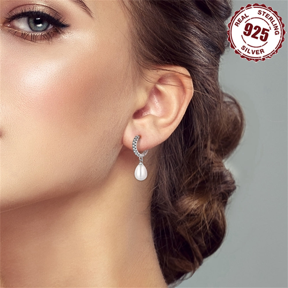 925 Sterling Silver Hoop Earrings Paved Shining Stone Symbol Of Beauty And Elegance Match Daily Outfits Party Decor High Quality Jewelry