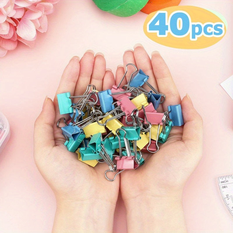 40pcs\u002Fset Multi-color Long Tail Clips, Multifunctional Binder, Test Papers Long Tail Clips, School And Office Supplies