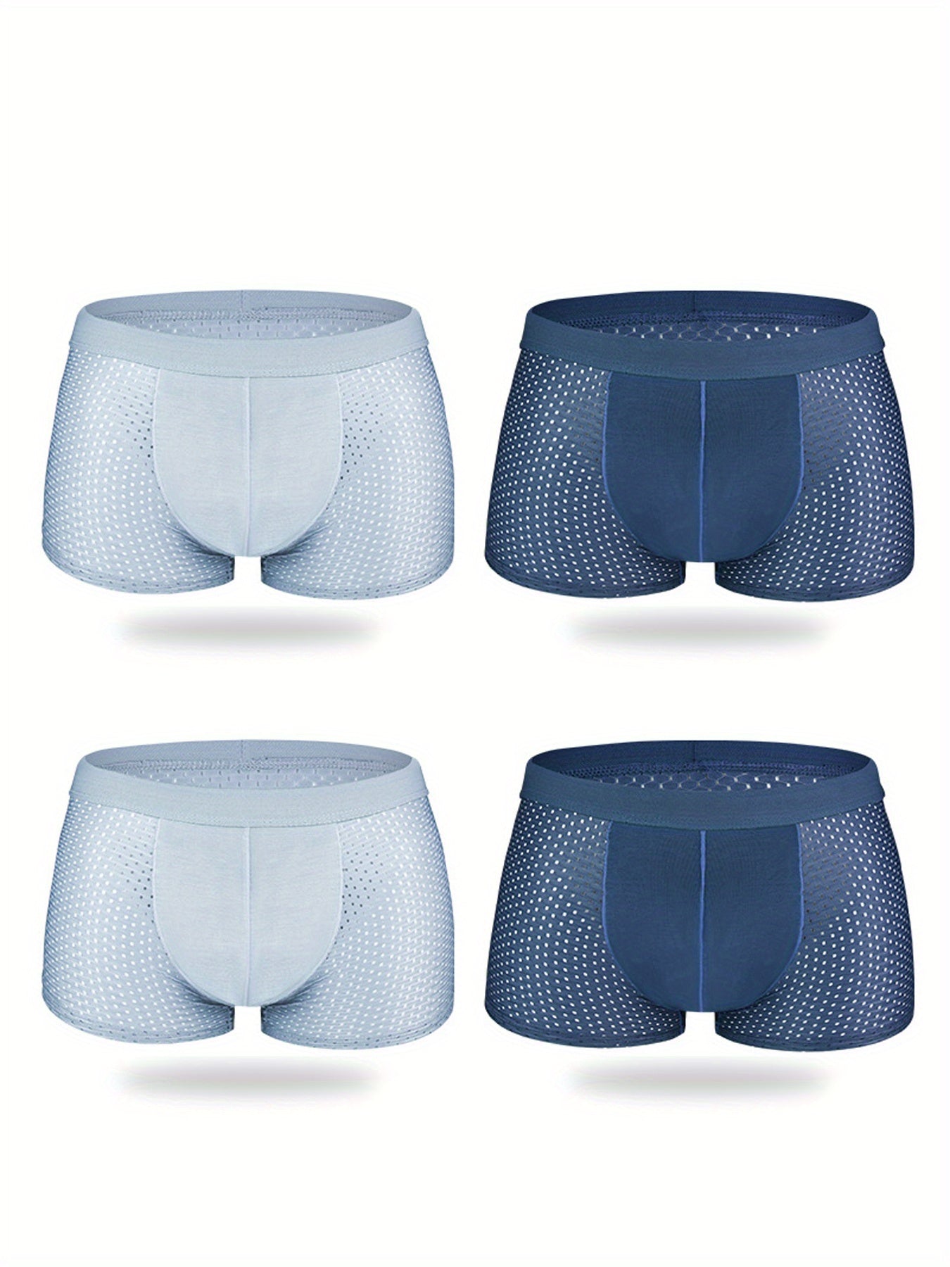 4 Pieces Men's Ice Silk Cool Boxer Briefs Shorts, Mesh Breathable Comfy Boxer Trunks, Sexy Underpants, Men's Underwear