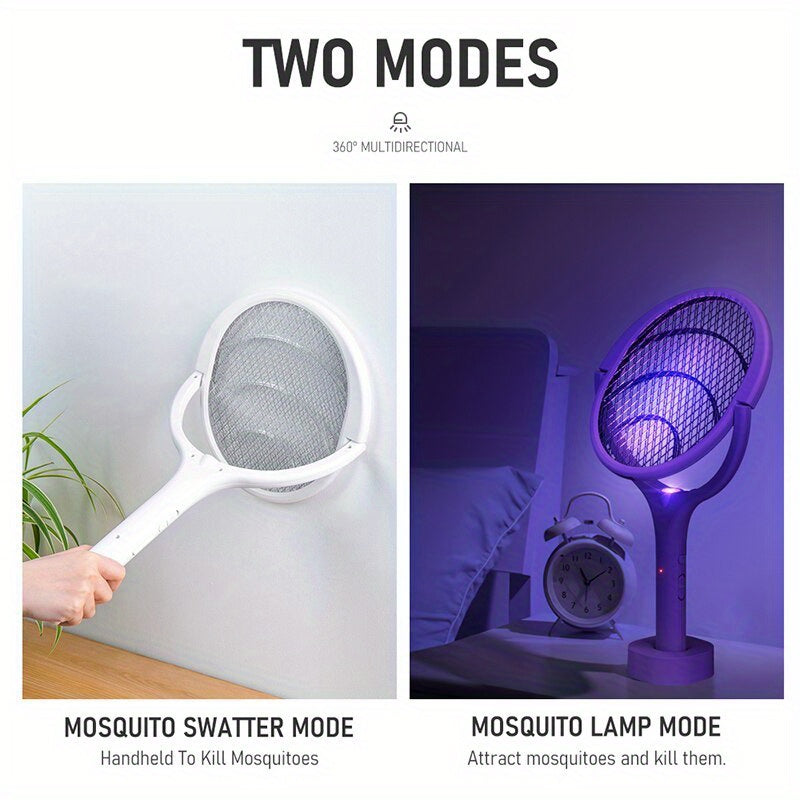 1pc, 90-Degree Rotatable Electric Mosquito Swatter, Mosquito Killer Lamp, Electric Shocker, 365nm Light Bug Zapper Trap Flies Summer Fly Swatter, Pest Control, Apartment Essentials, College Dorm Essentials, Household Gadgets