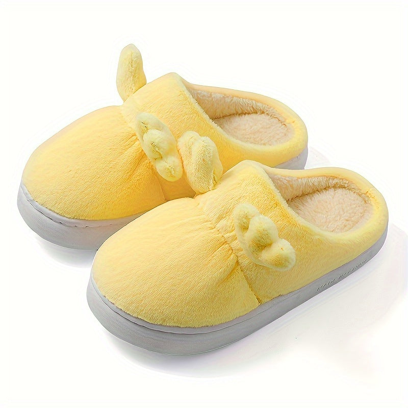 Cute Cartoon Design Slippers, Casual Slip On Plush Lined Shoes, Comfortable Indoor Home Slippers