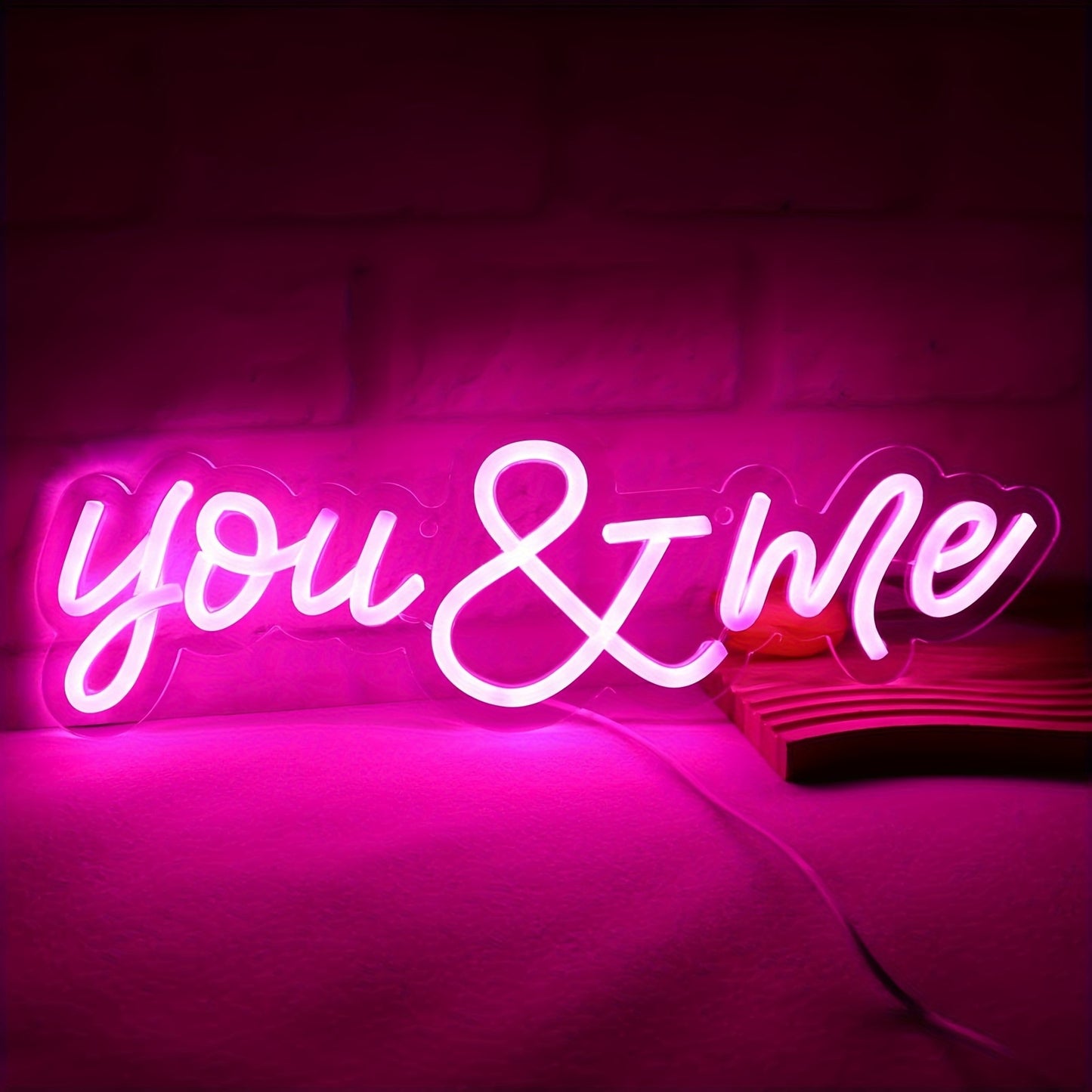 1pc You And Me Led Neon Light, USB Powered Romantic Neon Sign For Wedding Party Birthday Party Decorations