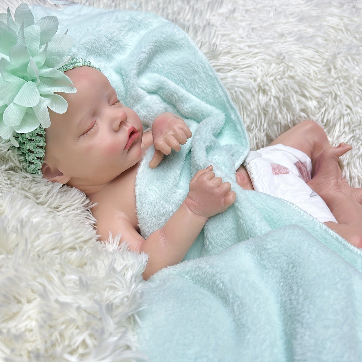 17.72 Inch Whole Soft Silicone Reborn Dolls, Painted Sleeping Realistic Full Body Soft Solid Silicone Reborn Dolls, Christmas Gift