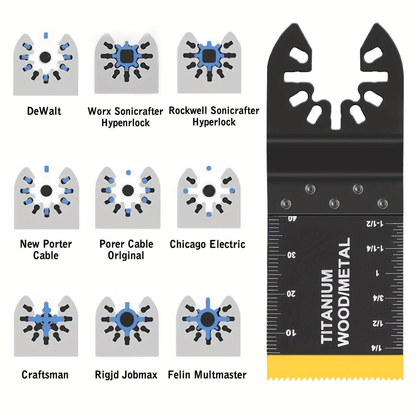 10\u002F20\u002F30\u002F50pcs Titanium Oscillating Saw Blades, Multitool Blades For Cutting Hard Material, Metal Nails Wood And Plastic, Oscillating Tool Blades Kits Fit Dewalt Rockwell Milwaukee Makita Bosch