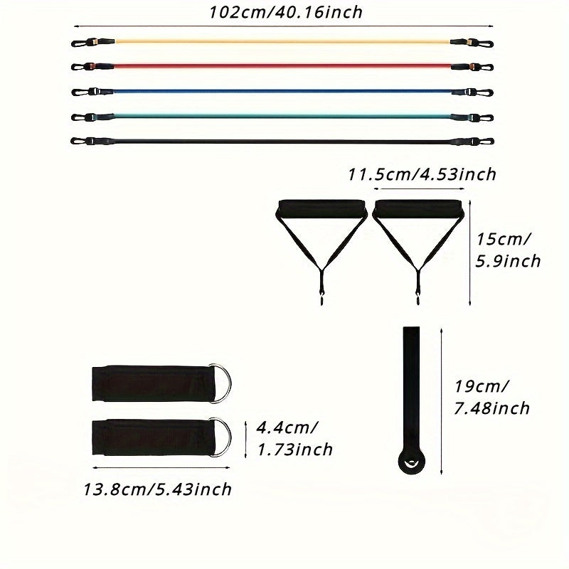 طقم أشرطة مقاومة 11 من TPE ، أربطة مقاومة مع مرساة باب ، مقابض ، حقيبة حمل ، أربطة ساق كاحل ، أربطة تمارين ، أربطة تمارين ، صالة ألعاب رياضية منزلية ، لياقة بدنية ، يوغا وبيلاتيس ، مناسبة للمبتدئين