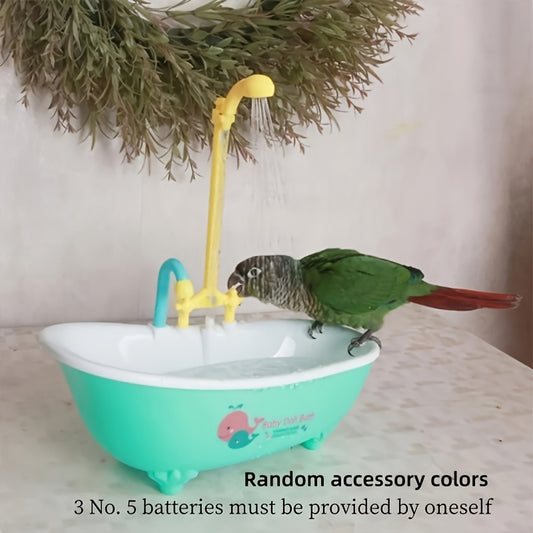 Pet Bath Tub For Bird Parrot, Automatic Bathtub, Bird Shower Bathing Tub Shower Feeder Bowl With Random Color Accessories For Pet Parrot Supplies