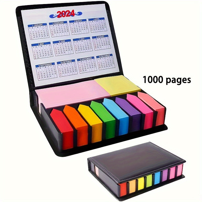 2000 Pages of Colorful Organization: Multicolor Sticky Note Set with Leather Packing Box, Calendar 2023 & More!