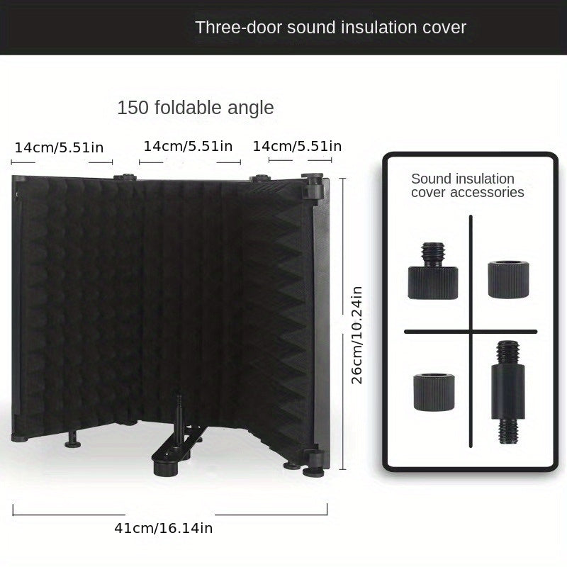 Portable Singing Recording Studio Recording Room Windproof Sound-absorbing Noise-cancelling Microphone Soundproof Cover, Professional Microphone Folding Soundproof Screen Windproof Cover, Anti-splash Cover, Recording Studio Bracket Accessories