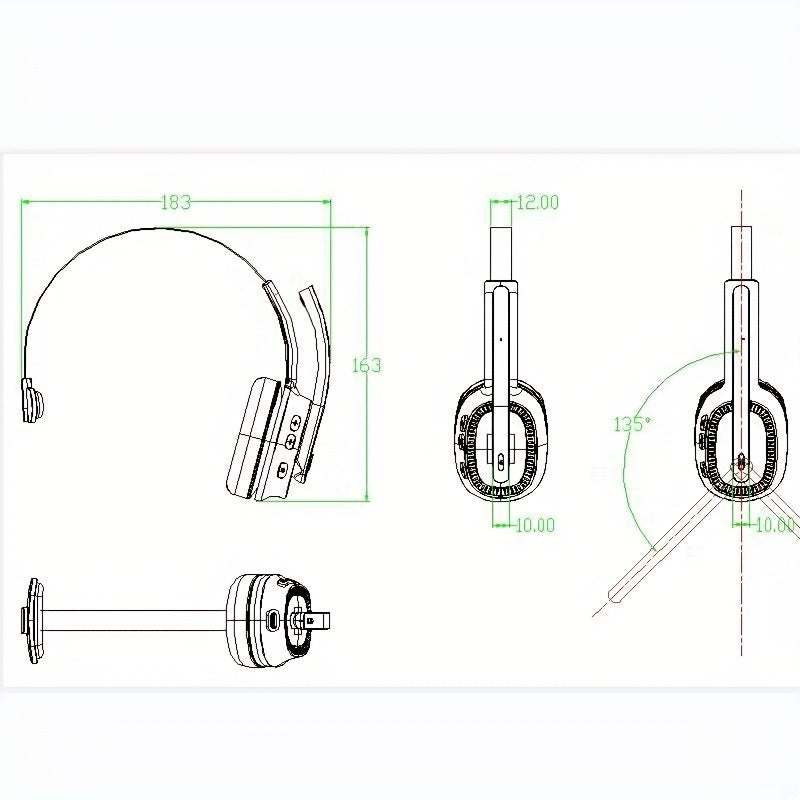 Trucker Wireless Headset With Noise Cancelling Mic For Phones PC, Wireless ENC Noise Canceling Headset Microphone, Call Center Headphone