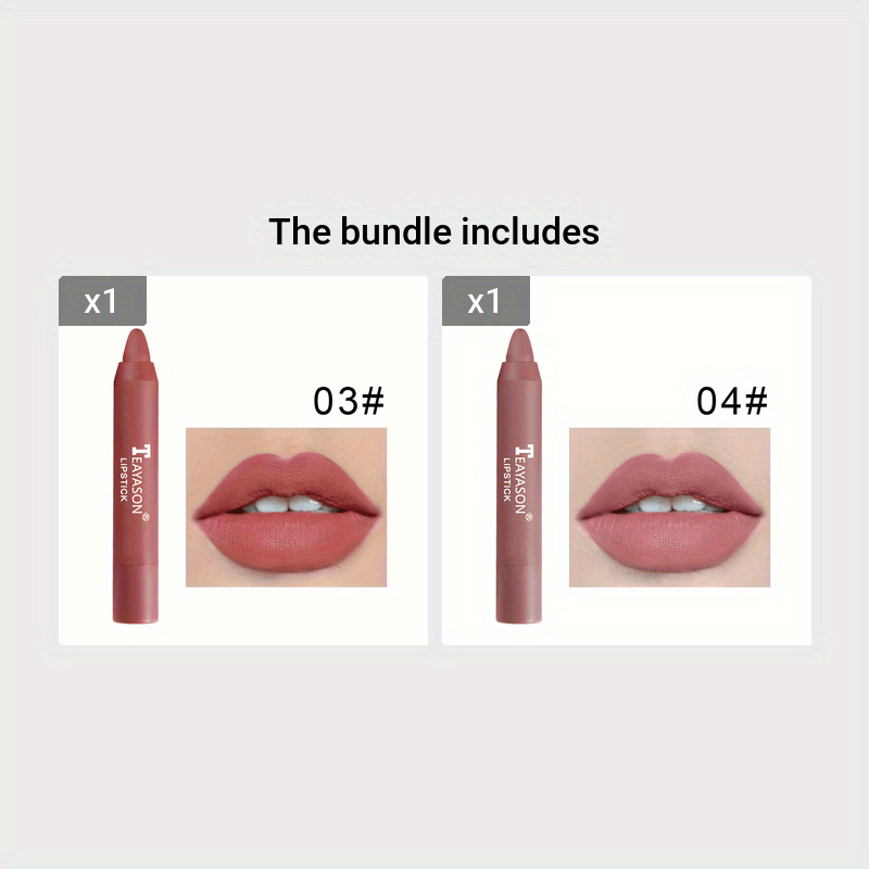 12 colors Matte Moisturizing Lipstick Crayons - Long Lasting, Waterproof, Smooth, Sun Protection, Plumping Effect