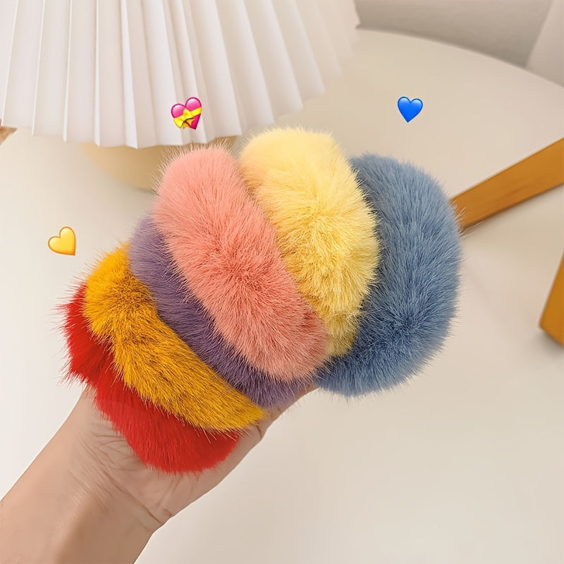 16 Pcs Fuzzy Hair Scrunchies Soft Knit Hair Elastic Band For Women Party Daily Hair Accessories Cute Autumn Winter Hair Styling Decoration For Women Girls