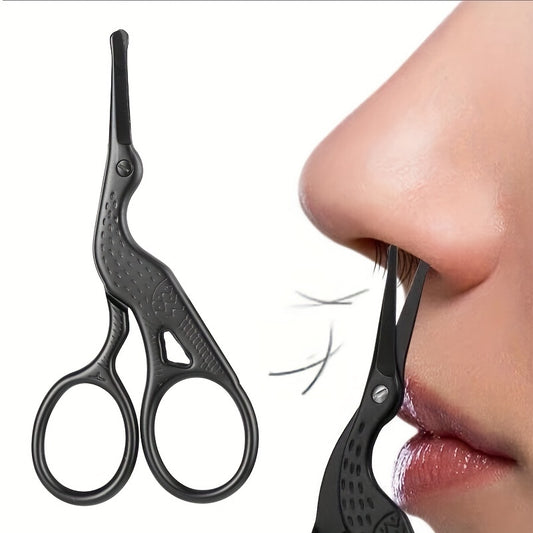 Safety Round Head Stainless Steel Nose Hair Scissors, Stork Type Beauty Scissors For Eyebrows, Nose Hair, Beard, Ear Hair, Stainless Steel Eyebrow Scissors, Men And Women Professional Facial Hair Scissors