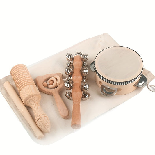 Instrument de musique en bois Orff Set combinaison aides pédagogiques ensemble complet de la maternelle pour enfants Instrument à percussion Early Education musique jouets, Halloween, Noël et cadeau de jour de Thanksgiving