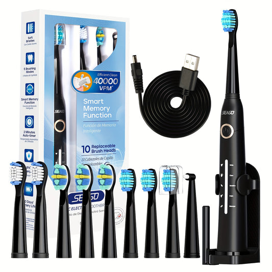 Electric Toothbrush Kit For Adults,  Toothbrush With Different Soft Bristles Brush Heads, Waterproof Oral Care Toothbrush, Suitable For  Male And Female At Home Travel, Ideal For Gift