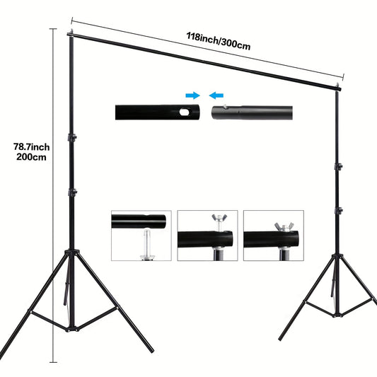 Zomei Backdrop Stand 10x7ft Photo Studio Adjustable Metal Backdrop Stand, Balloon Arch Support Kit with 4 Cross Bars, 4 Backdrop Clips, Party Wedding Event Decoration (Storage Bag Included)