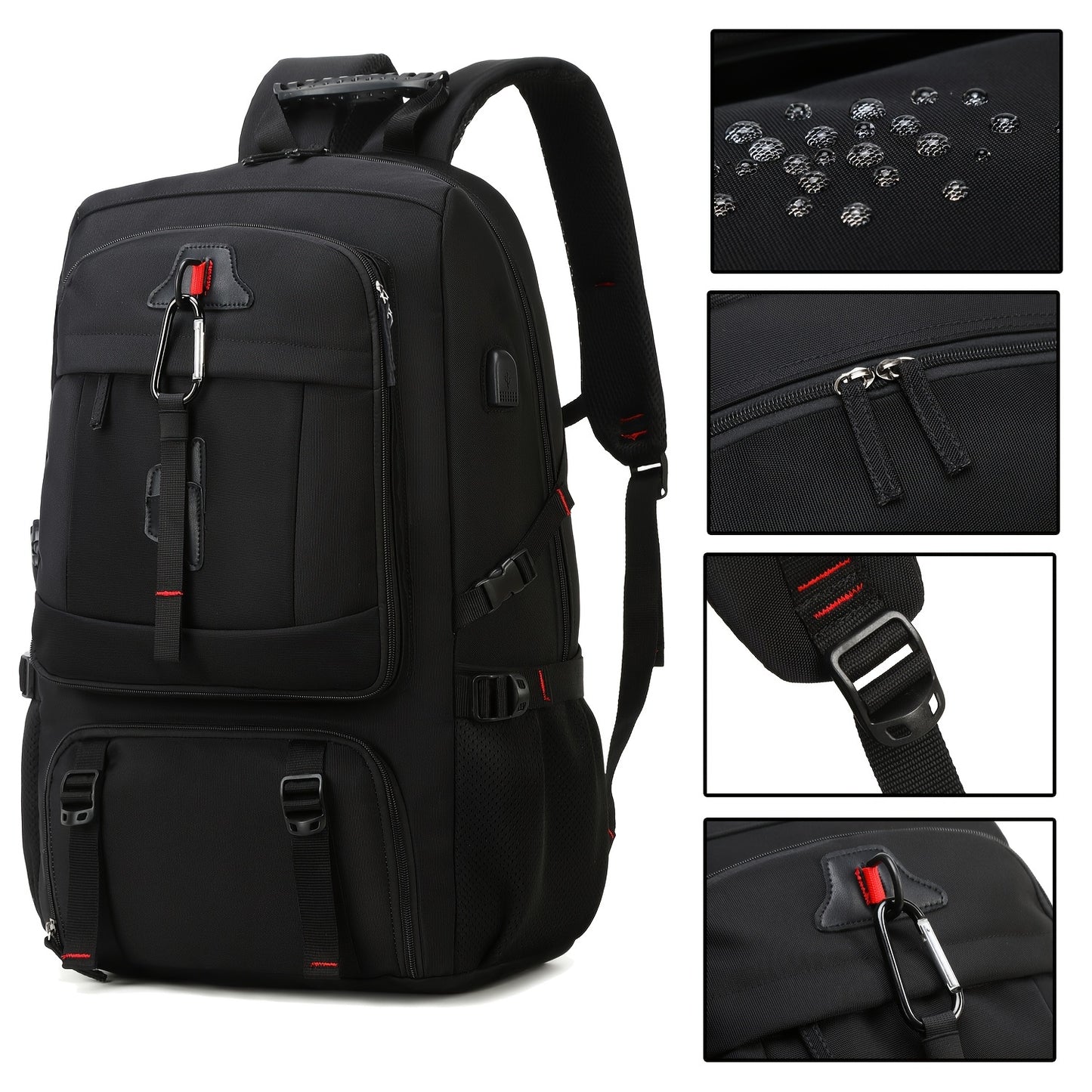 13.21gal Waterproof Travel Backpack, Large Capacity 17inch Laptop Schoolbag, Carry On Luggage Rucksack With Shoes Compartment