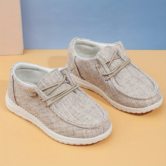 Boy's Trendy Solid Woven Knit Breathable Loafer Shoes, Comfy Non Slip Casual Sneakers For Kids Outdoor Activities