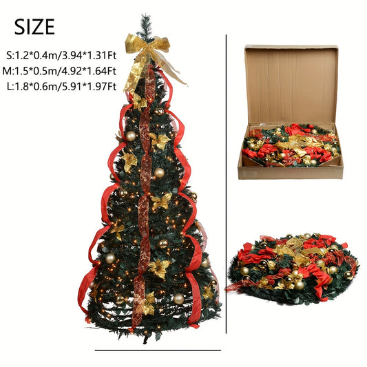 3.94ft\u002F4.92ft\u002F5.9ft Scalable Christmas Tree Folding Christmas Tree Pagoda Tree With Lights Christmas Decoration