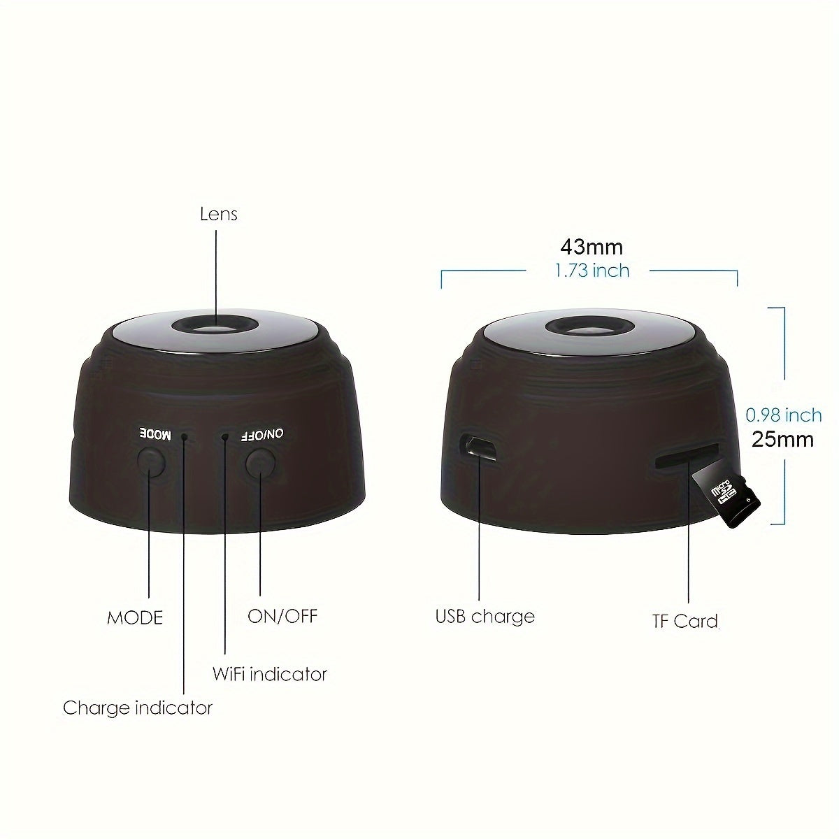 1pc mini câmera de alta definição wifi câmera ip, segurança em casa inteligente ir visão noturna câmera pequena sem fio, vigilância por vídeo, câmera cctv