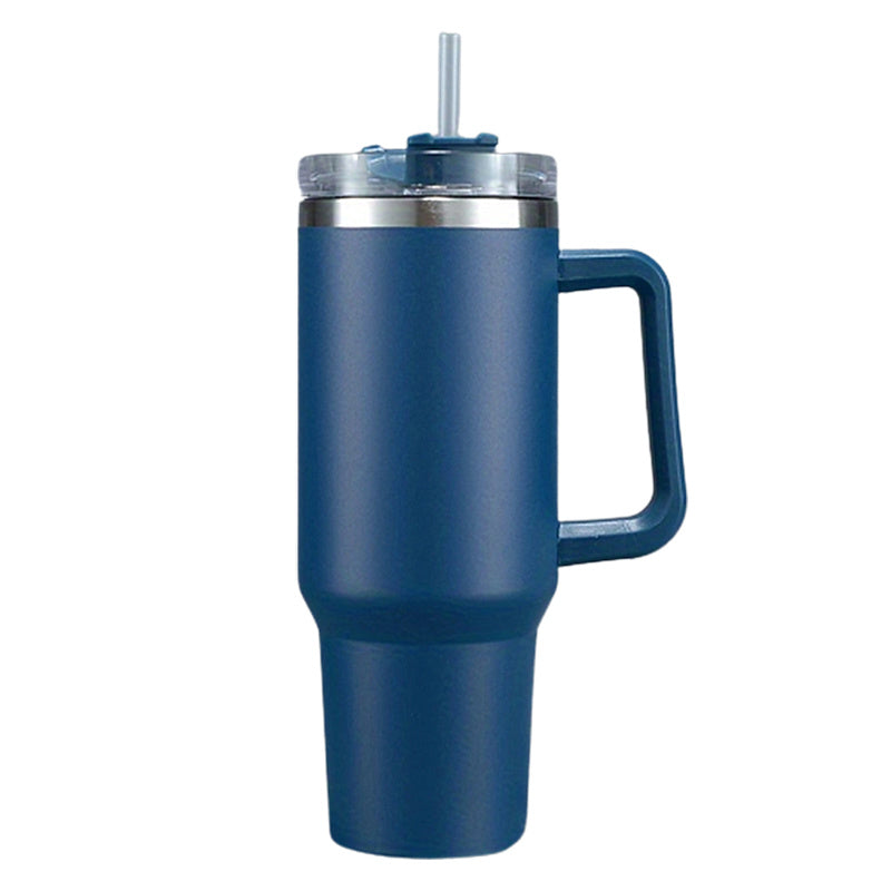 1pc, vaso con tapa y paja, botella de agua termal de acero inoxidable de 40oz con mango, tazas portátiles, para coche, hogar, oficina, verano drinkware, accesorios de viaje, artículos de cocina para el hogar, regalos de cumpleaños, suministros de regreso 