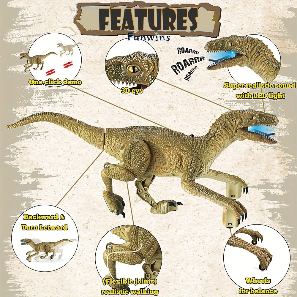 RC Dinosaur Robot,Walking And Roaring Dinosaur Remote Control Electronic Robots Toy Jurassic Raptor Toys Dinosaurs With Light And 6 Sound, Christmas, Halloween, Thanksgiving Day Gift