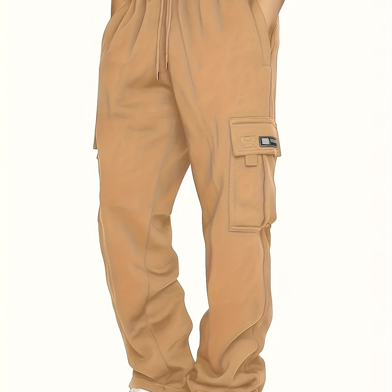 Men's Multi Pocket Cargo Pants, Casual Loose Fit Sports Pants