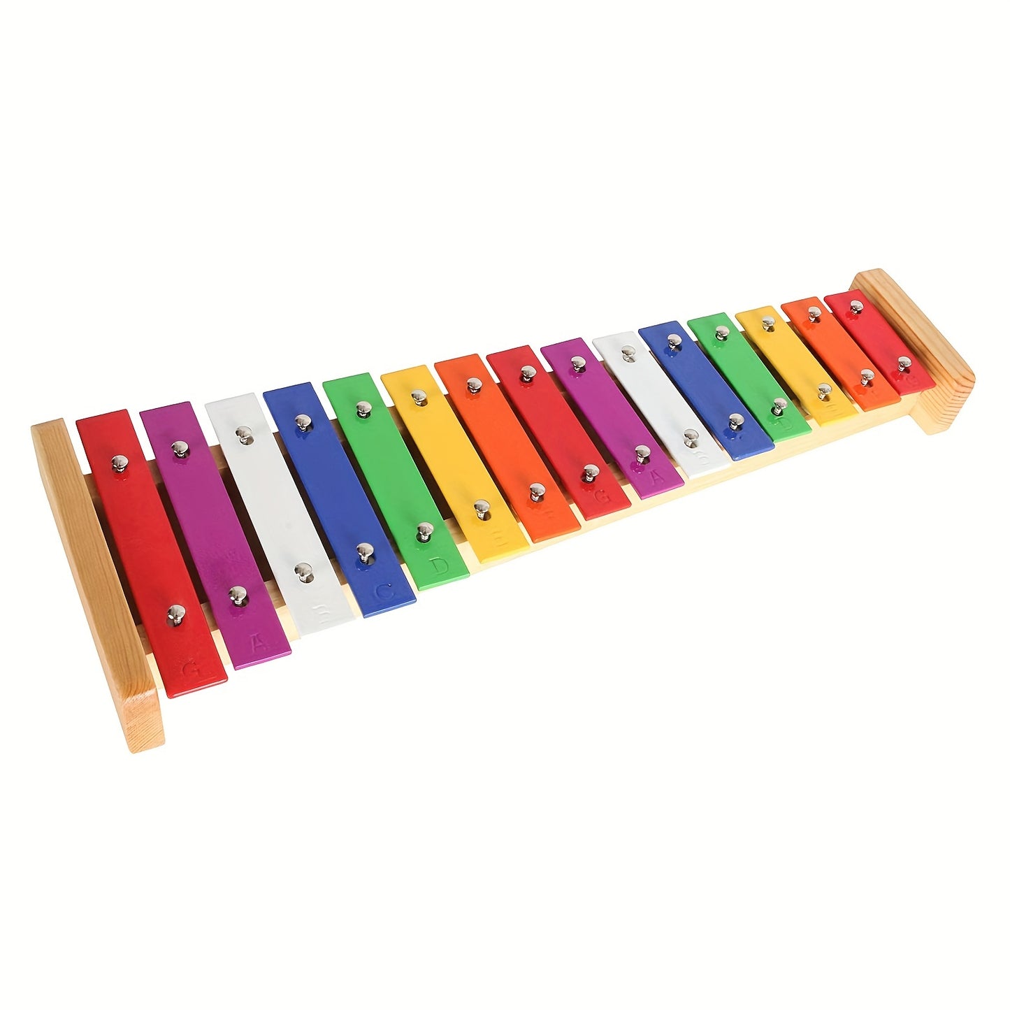 Two Sets Wooden Xylophone For Toddlers - 15 Vibrant Tones With Multi-Colored Metal Bars And Mallets Included