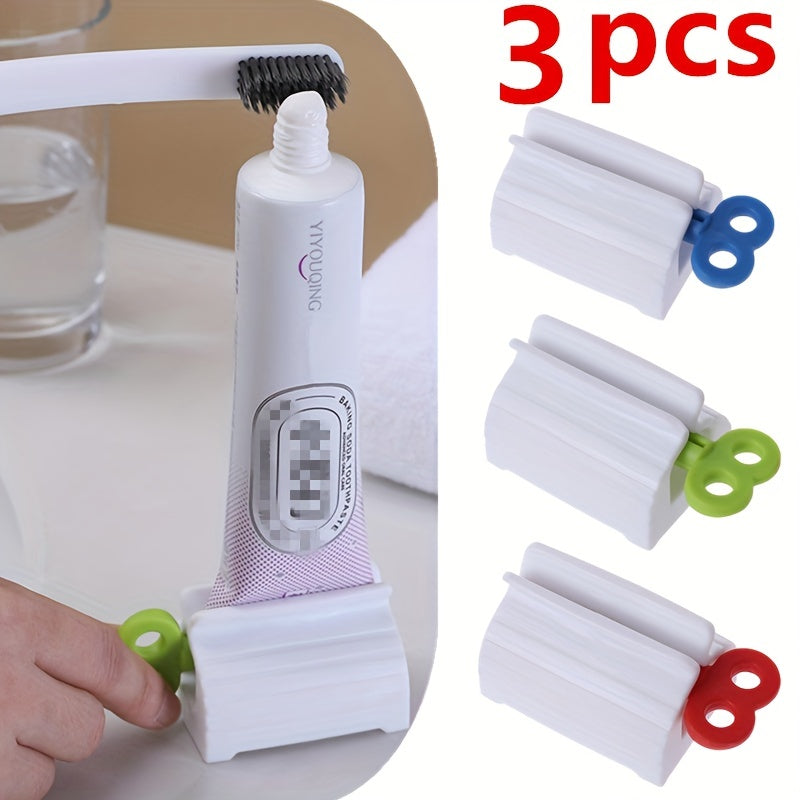 3pcs Toothpaste Squeezer Tooth Paste Holder Oral Care Bathroom Tools Tube Cosmetics Press Facial Cleanser Rolling Squeezing Dispenser