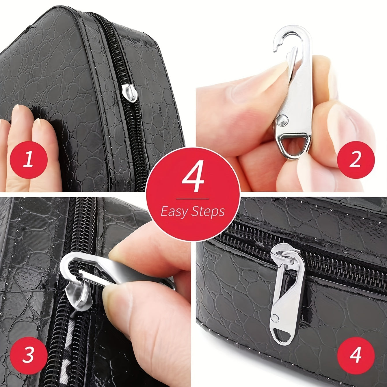 4pcs Zipper Slider Zipper instantanée Zipper réparation Kit remplacement sac de voyage Zipper extracteur bricolage couture