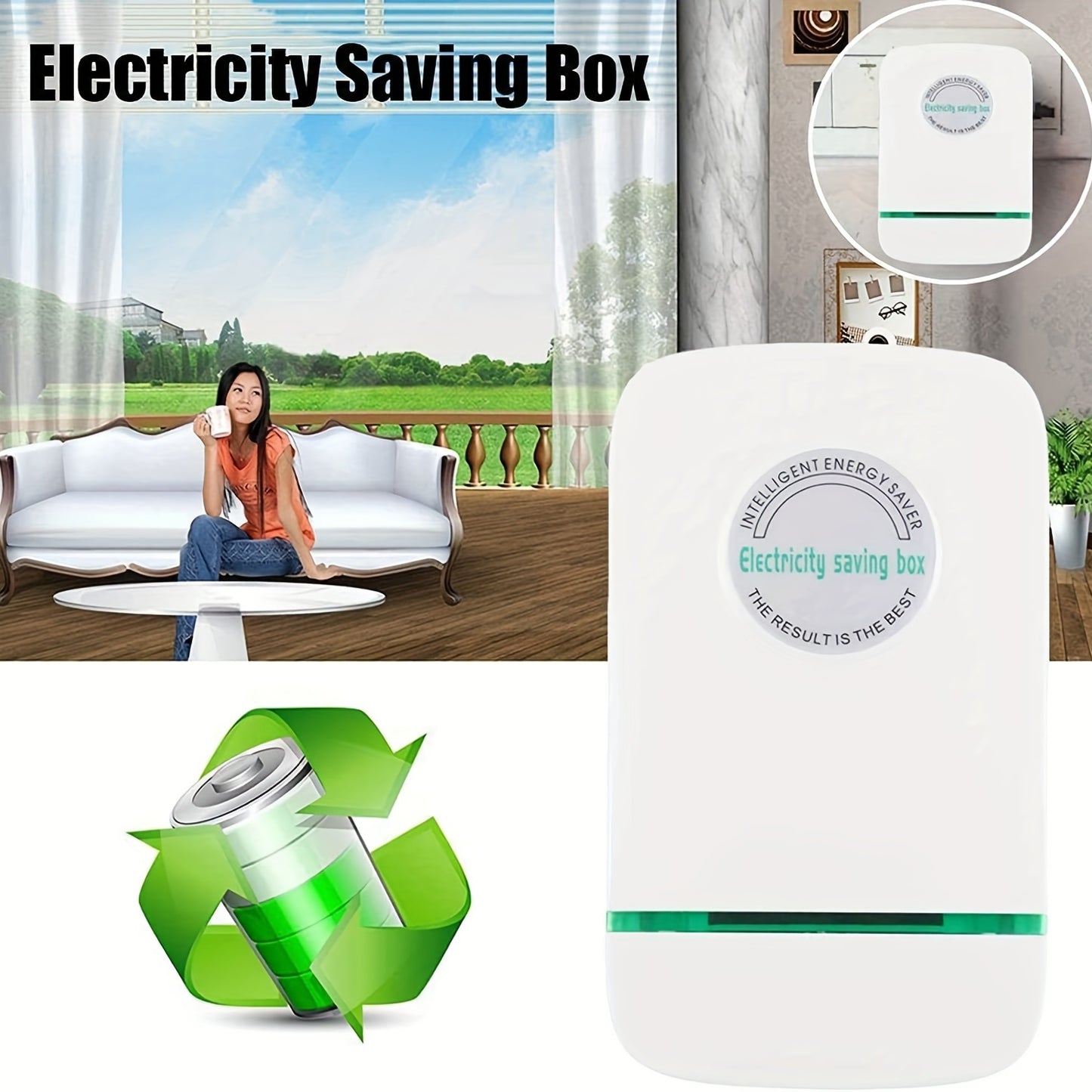 Power Saver, Energy Saver, Household Power Saver, Electricity Saving Box Household Office Market Device Electric Smart US Plug 90V-250V 30KW, White, 1 Pack