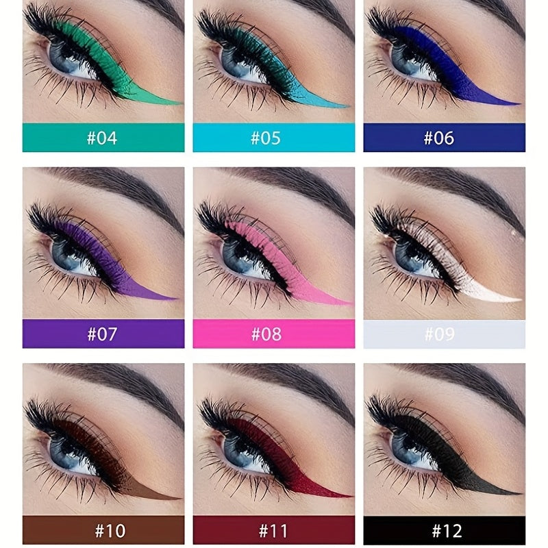 12 Couleurs Mat Liquide Eyeliner Ensemble Arc-En-Ciel Coloré Néon Crayon Pigmenté Étanche Smudge Preuve Longue Durée Gel Eye Liner De Noël Maquillage Cadeau Kit Pour Les Femmes