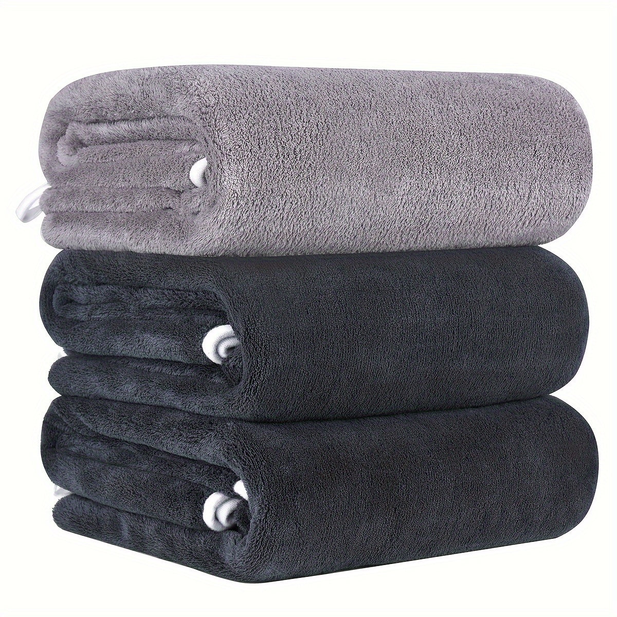 3pcs Microfiber Bath Towels, 300 GSM Super Absorbent And Quick-drying Bath Towel 27.56 X 55.12inch, Multipurpose Bath Towels For Spa, Yoga, Fitness, Bathroom (Dark Grey)