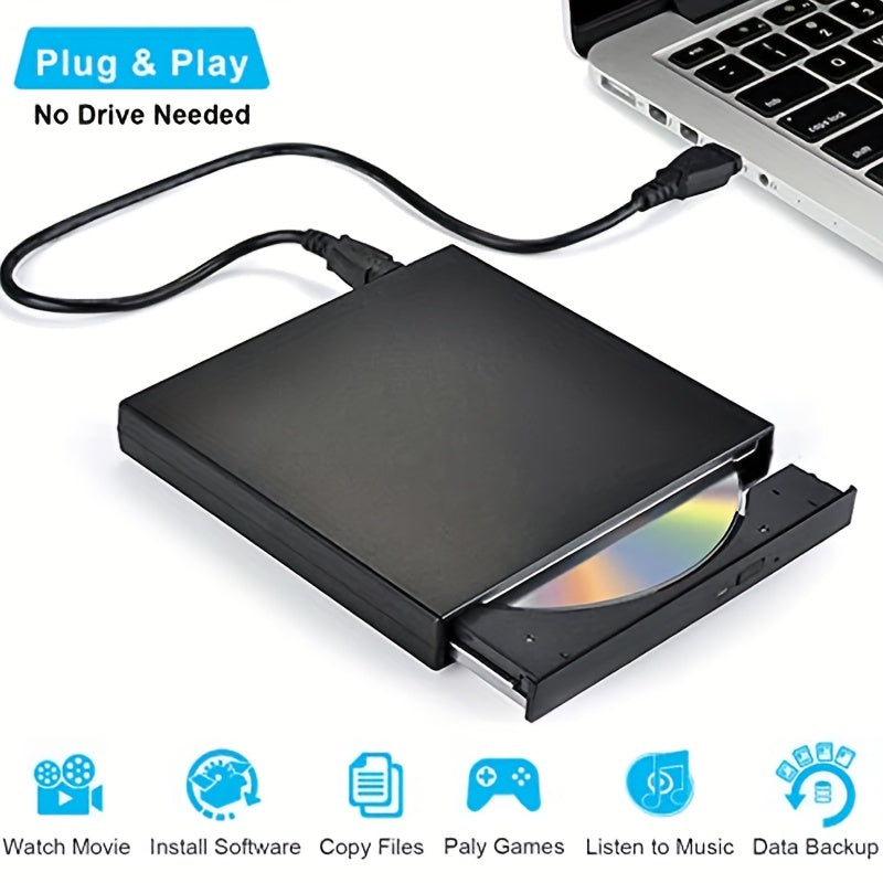 Unidade óptica de DVD externa USB 2.0 CD \u002FDVD-ROM Leitor de CD gravador para gravação de laptop