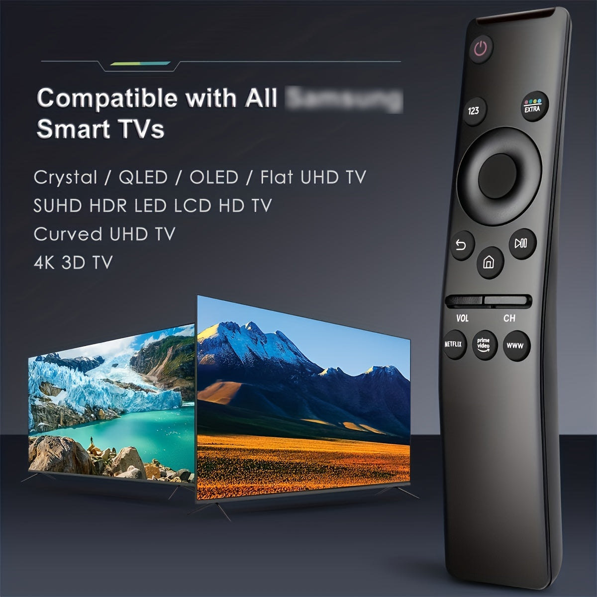 Portable Model Universal Universal Remote Control - Compatible With All Samsung TVs,Including 4K, 8K, 3D, Smart TVs - With Buttons For Netflix, Prime Video,WWW  Just Install The Battery And It's Ready To Use