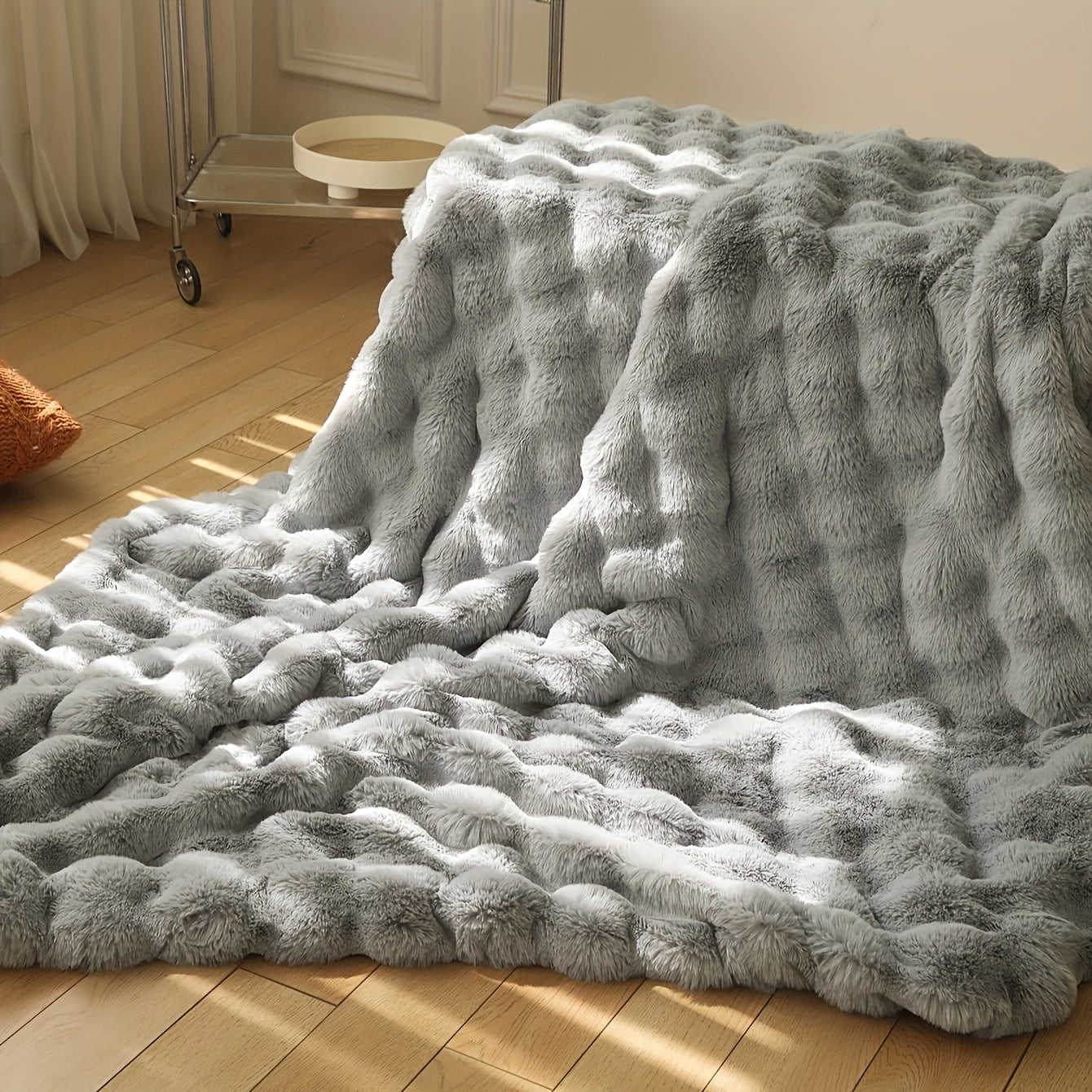 1pc Double-sided Rabbit Fleece Blanket, Solid Color Blanket, Soft Warm Throw Blanket Nap Blanket For Couch Sofa Office Bed Camping Travel, Multi-purpose Gift Blanket For All Season