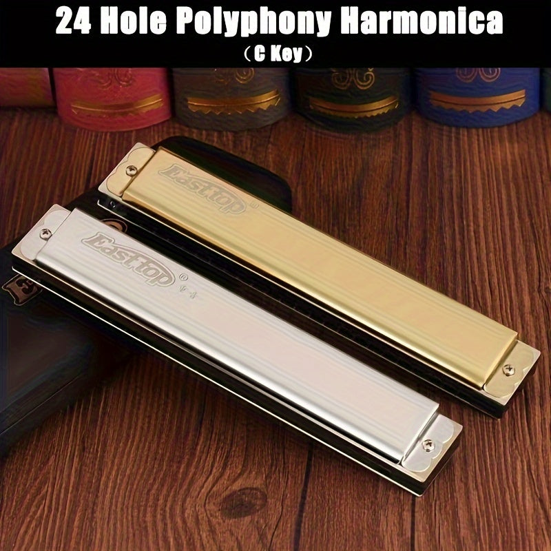 East top 24-Hole Tremolo Harmonica C Key Good-air étanchéité professionnel Harmonica Instruments de musique