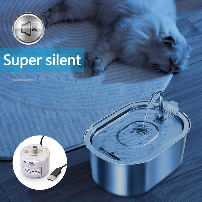 Fuente de agua automática para mascotas de acero inoxidable-Capacidad de 3.2L para gatos y perros-Fomenta la hidratación y mejora la salud